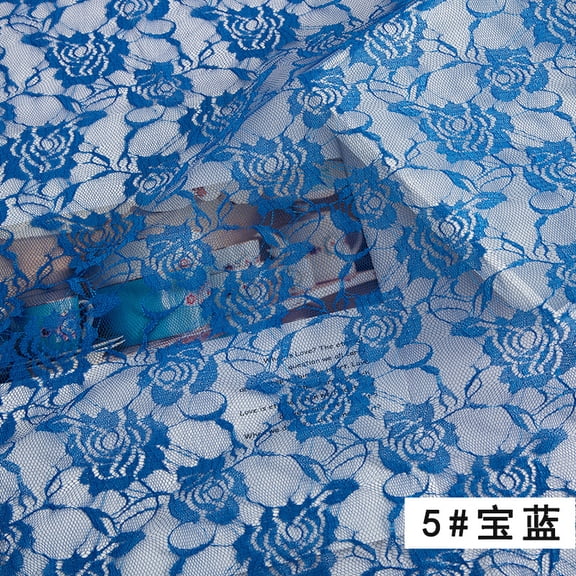 Namzi Non Elastic Rose Lace Fabric,Breathable Mesh Fabric for Home Decoration,Handmade Accessories,Clothing and Headwear,36*59in,Blue