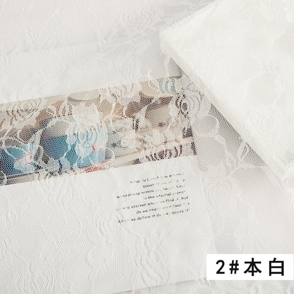 Namzi Non Elastic Rose Lace Fabric,Breathable Mesh Fabric for Home Decoration,Handmade Accessories,Clothing and Headwear,36*59in,White