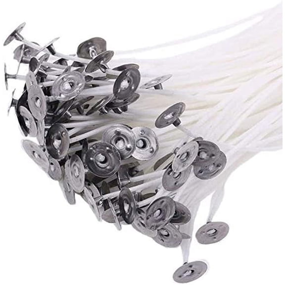 Namzi Pack of 50 20cm Pre Waxed Wicks for Candle Making with Sustainers