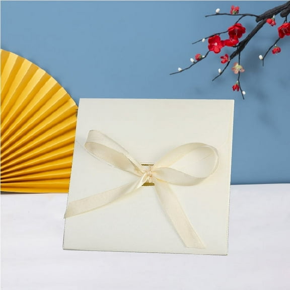 Namzi Paper Envelope Gift Bags with Ribbon Bowknot Holiday Envelope Party Gift Card Packaging Bag Wedding Presents Box for Mother's Day 9.4*7inch（White）