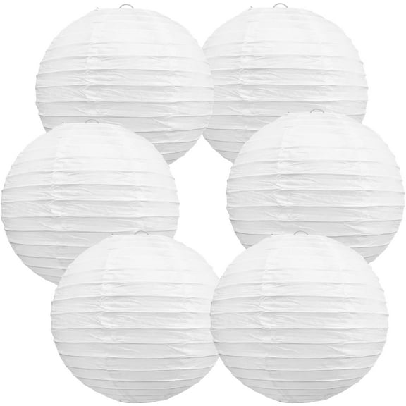 Namzi Paper Lanterns 6pcs 8in Hanging Lanterns, Party/Birthday/Wedding Decorations, Decorative Lanterns for Home Decor,White