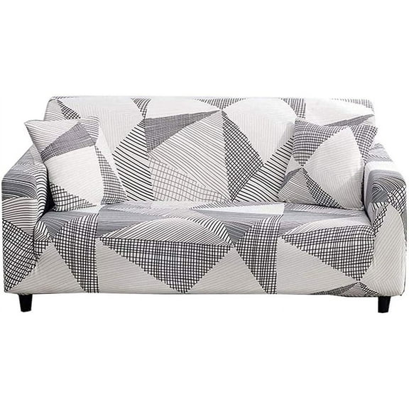 Namzi Pattern Sofa Slipcovers Stretch Printed Sofa Cover with 2 Pillowcases for 3 Seat Cushion Couch Pet Furniture Protector Spandex Cover L-Shape Available(Geometry, Sofa-3 Seater)