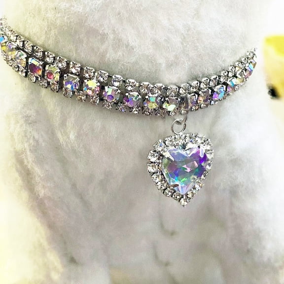 Namzi Pet decoration collar necklace cat and dog accessory decoration adjustable range for Puppy Dog Collar Cat Pet Grooming Accessories,M,White