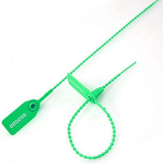 Namzi Plastic Security Seals Tamper Evident Tags Self Locking Zip Ties Pull Tight Signage 250mm for Fire Extinguisher Truck Pack of 100 (Green)