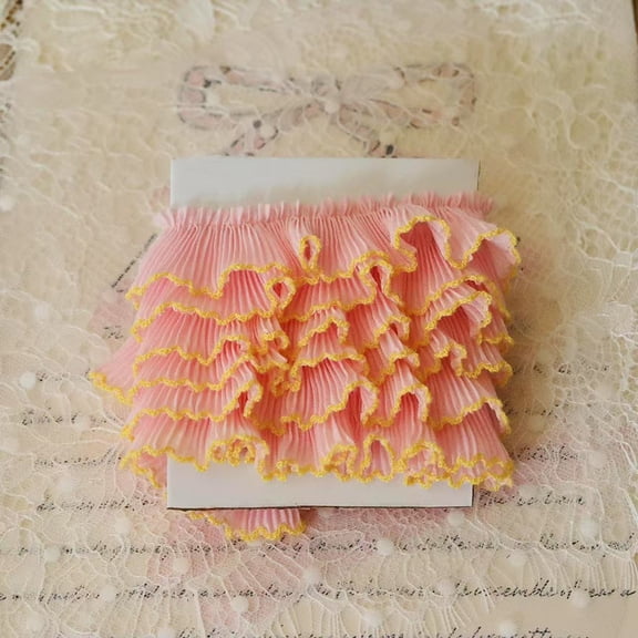 Namzi Pleated Lace Trim, Orange Polyester Ruffle Fabric Ribbon for DIY Clothing Skirt Decor, 72x1.18In Sewing Textile Accessory, 1 Pack