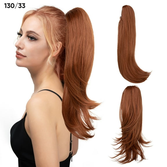 Namzi Ponytail Wig, 1 Pcs Copper Red Wig Ponytail, 45.72CM-55.88CM Length Heat-Resistant Synthetic Wig, Natural-Looking Ponytail Wig for Daily & Special Occasions,