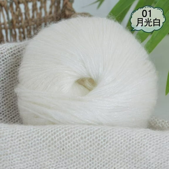 Namzi Premium Mohair Wool Yarn for Knitting - 1 roll White Yarns for Crocheting, Soft & Durable, Ideal for Handcraft Projects, Belongs to Yarn Category, Easy to Weave