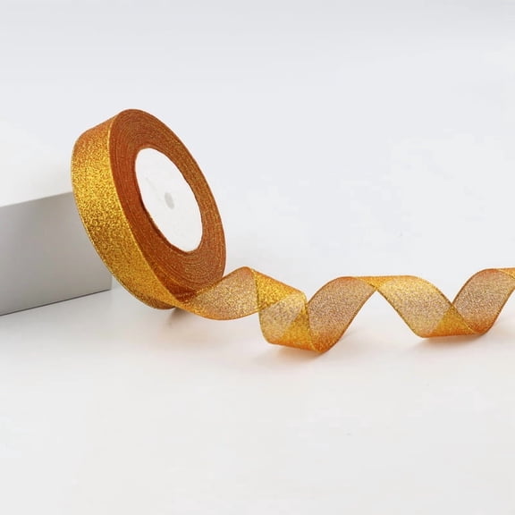 Namzi Present Ribbon, 2 Rolls Craft Ribbon (2cm x 25yd) - orange-yellow Double Faced Satin Ribbon for Gift Wrapping & DIY, Premium Polyester Material.