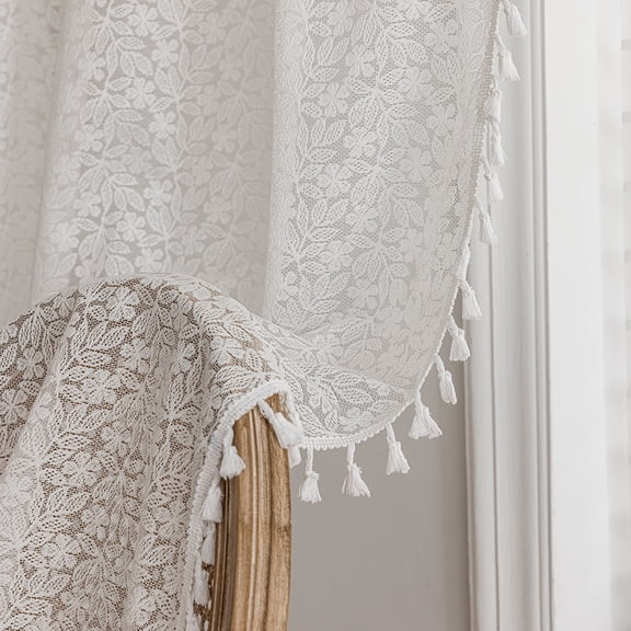 Namzi Pretty Curtains 140*245CM - 1 slice white Rod-Pocket Curtains, Polyester Window Drapes for Privacy & Light Filtering, Curtains & for Living Room Bedroom Decor