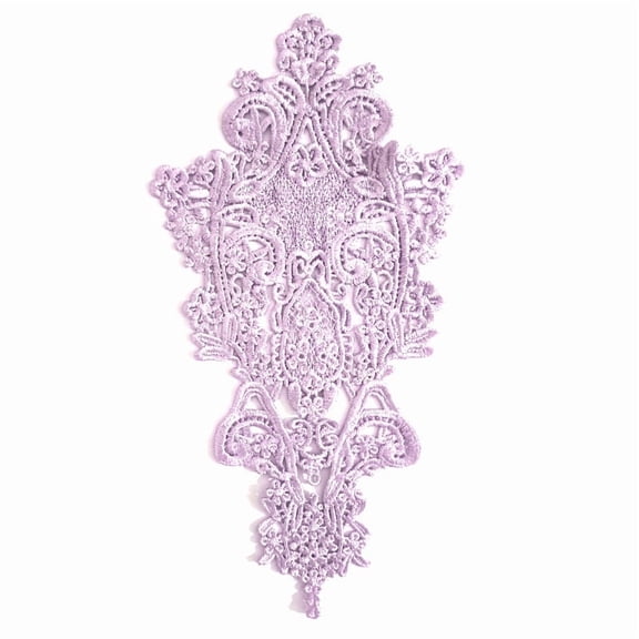 Namzi Purple Polyester Embroidered Lace Applique, 1Pc Hollow Floral Trim Patch for DIY Clothing, 6.1*11.81 In