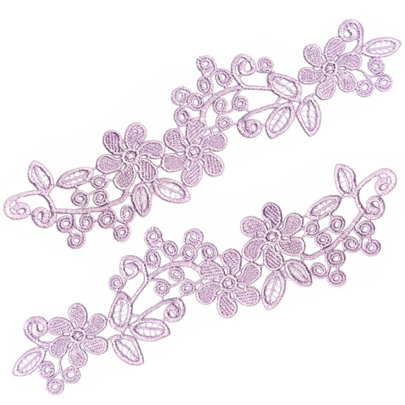 Namzi Purple Polyester Floral Lace Applique, 1 Pair 12.2*3.54 inch Embroidered Sewing Patches