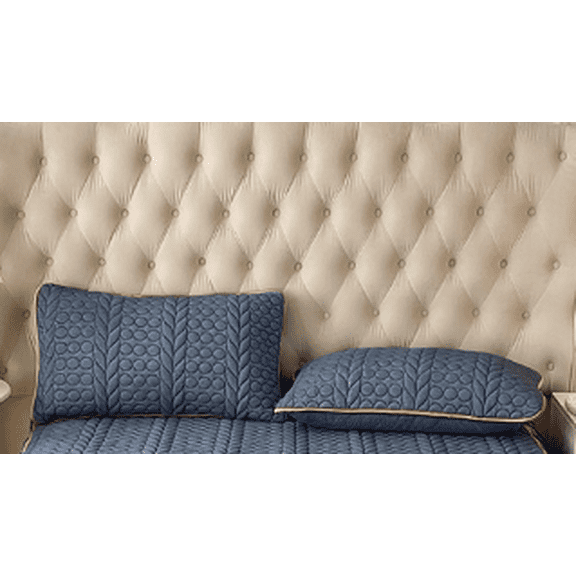 Namzi Quilted Pillowcases 2PCS Soft 29.13x18.90In Polyester Bedding For Home Rental Household Use Dark Blue