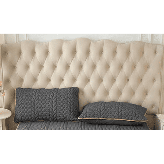 Namzi Quilted Pillowcases 2PCS Soft 29.13x18.90In Polyester Bedding For Home Rental Household Use Dark Gray