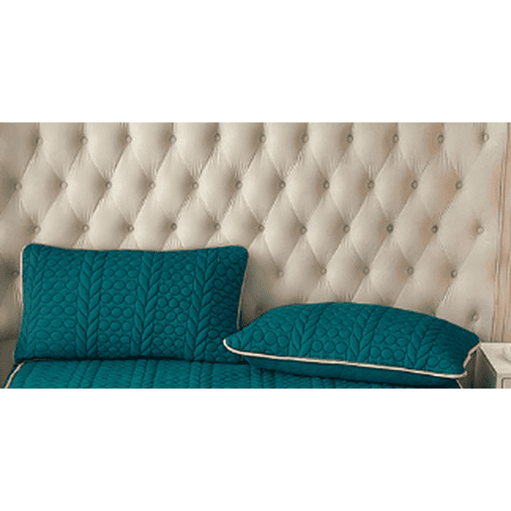 Namzi Quilted Pillowcases 2PCS Soft 29.13x18.90In Polyester Bedding For Home Rental Household Use Deep Teal