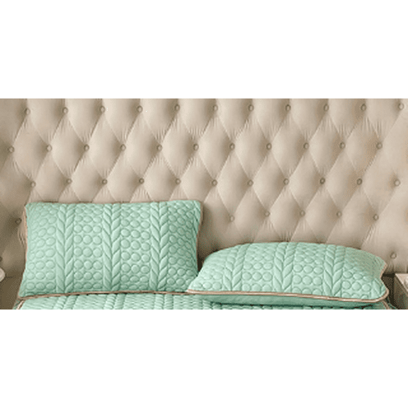 Namzi Quilted Pillowcases 2PCS Soft 29.13x18.90In Polyester Bedding For Home Rental Household Use Light Green