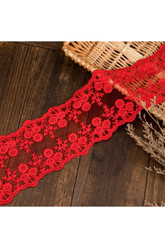 Red Embroidered Lace Trimmings,540*4.33 Inch Lace Trim for Clothing Accessories,Pajamas,Cuffs,Curtains,Tablecloth,Home Textiles and Decoration
