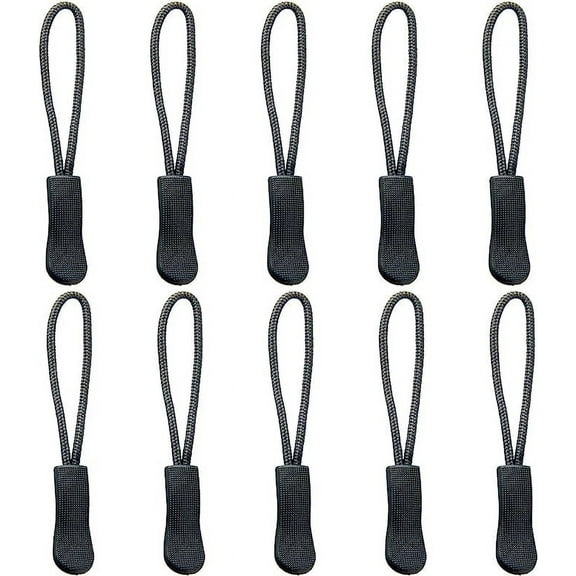 Namzi Replacement Zipper Pulls, 10 Pcs Dark Gray Zipper Pull Cord Extender Nylon Rope, for Jackets, Purses, Universal Zipper Replacement
