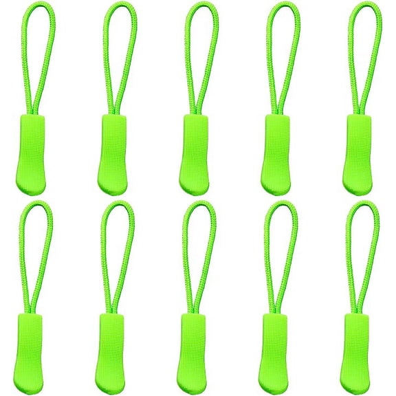 Namzi Replacement Zipper Pulls, 10 Pcs Green Zipper Pull Cord Extender Nylon Rope, for Jackets, Purses, Universal Zipper Replacement