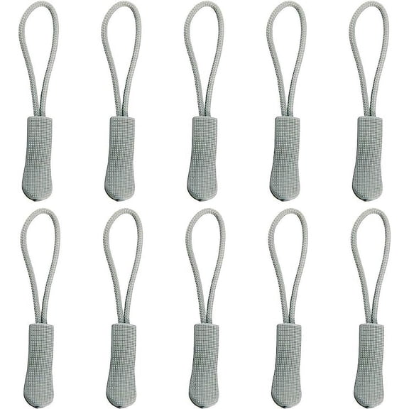 Namzi Replacement Zipper Pulls, 10 Pcs Grey Zipper Pull Cord Extender Nylon Rope, for Jackets, Purses, Universal Zipper Replacement