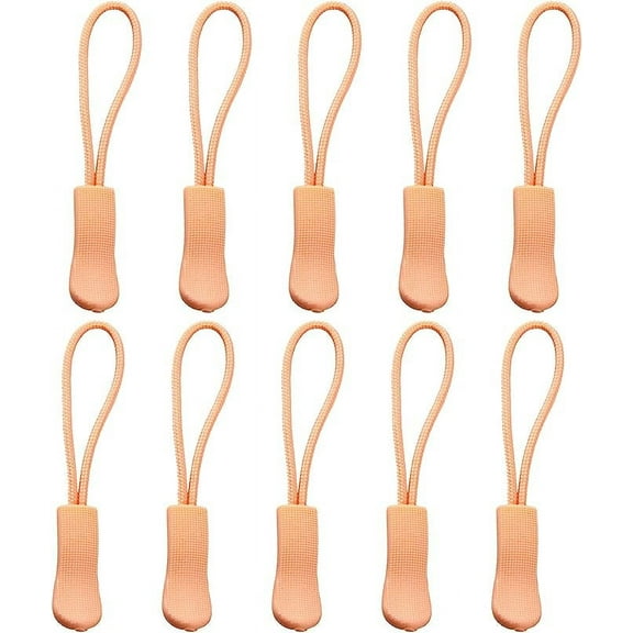 Namzi Replacement Zipper Pulls, 10 Pcs Light Orang Zipper Pull Cord Extender Nylon Rope, for Jackets, Purses, Universal Zipper Replacement