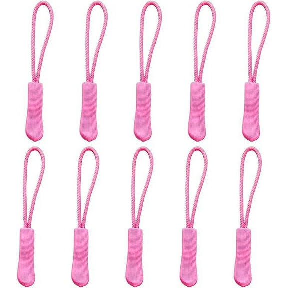 Namzi Replacement Zipper Pulls, 10 Pcs Pink Zipper Pull Cord Extender Nylon Rope, for Jackets, Purses, Universal Zipper Replacement