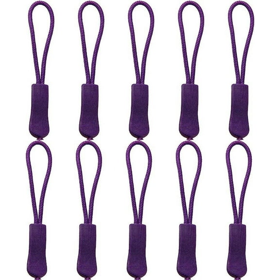 Namzi Replacement Zipper Pulls, 10 Pcs Purple Zipper Pull Cord Extender Nylon Rope, for Jackets, Purses, Universal Zipper Replacement