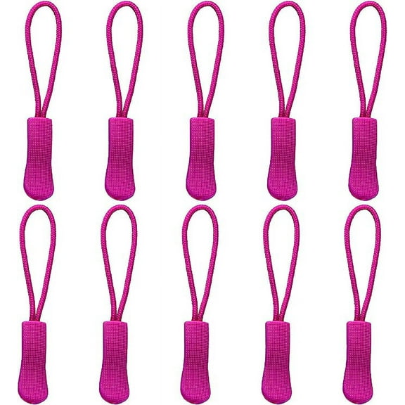 Namzi Replacement Zipper Pulls, 10 Pcs Rose Red Zipper Pull Cord Extender Nylon Rope, for Jackets, Purses, Universal Zipper Replacement