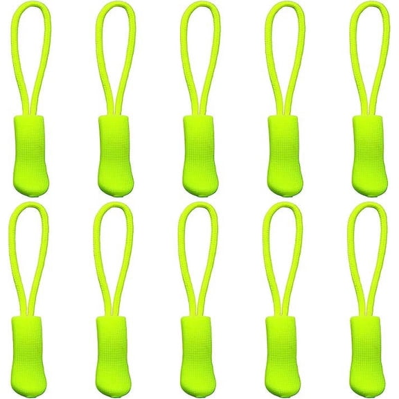 Namzi Replacement Zipper Pulls, 10 Pcs Yellow Green Zipper Pull Cord Extender Nylon Rope, for Jackets, Purses, Universal Zipper Replacement