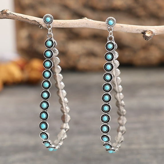 Namzi Retro New Unique Design Style Dangle Drop Earrings for Women Ethnic Bohemian Vintage Jewelry （Blue）