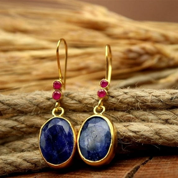 Namzi Retro New Unique Design Style Dangle Drop Earrings for Women Ethnic Bohemian Vintage Jewelry (Dark Blue)