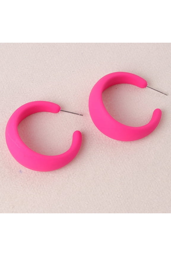 Retro Simple Acrylic Geometric Square Hollow Earrings C-shape Candy Color Earrings, Lovely Colorful Resin Ear Stud Big Hoop Earrings-D05