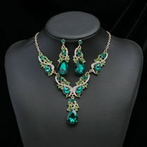 Namzi Rhinestone Bridal Jewelry Sets for Women Crystal Necklace Earrings Jewelry Sets for Wedding Bridal Bridesmaid Gifts Evening Party Prom Jewelry Set-Green