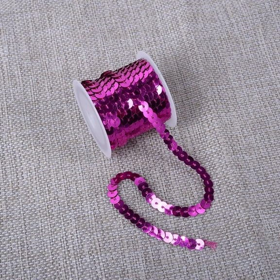 Namzi Rhinestones Sequins 10 Rolls 5Yards Each 6mm PVC Sewing Trim, Flat Sequins Costume Trim, Craft Trim Embellishment String for DIY Crafts & Apparel,Dark Pink