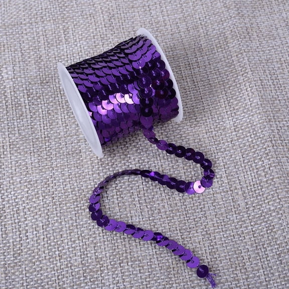 Namzi Rhinestones Sequins 10 Rolls 5Yards Each 6mm PVC Sewing Trim, Flat Sequins Costume Trim, Craft Trim Embellishment String for DIY Crafts & Apparel,Purple