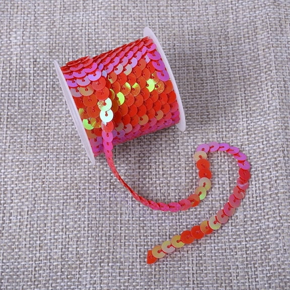 Namzi Rhinestones Sequins 10 Rolls 5Yards Each 6mm PVC Sewing Trim, Flat Sequins Costume Trim, Craft Trim Embellishment String for DIY Crafts & Apparel,Red AB