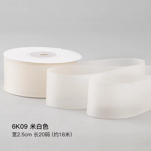 Namzi Ribbon Satin, 1 Rolls Ribbon for Gifts – 2.5cm x 18m (0.98in x 708.66in) beige Ribbon, Premium Polyester Fabric, Suitable for Gift Wrapping & Flower Decoration