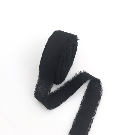 Namzi Ribbon for Crafts - 2 Rolls Florist Ribbon (2cm x 9m),black Satin Ribbon for Gift Wrapping, Cotton-Linen Material,