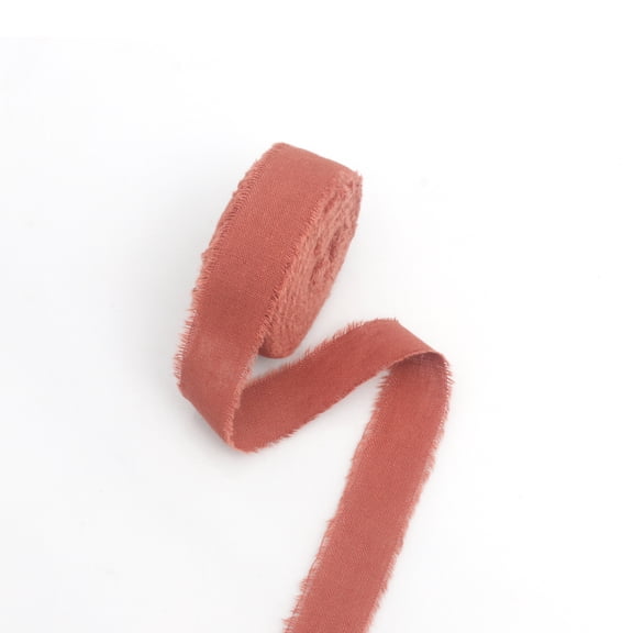 Namzi Ribbon for Crafts - 2 Rolls Florist Ribbon (2cm x 9m), orange-red Satin Ribbon for Gift Wrapping, Cotton-Linen Material,