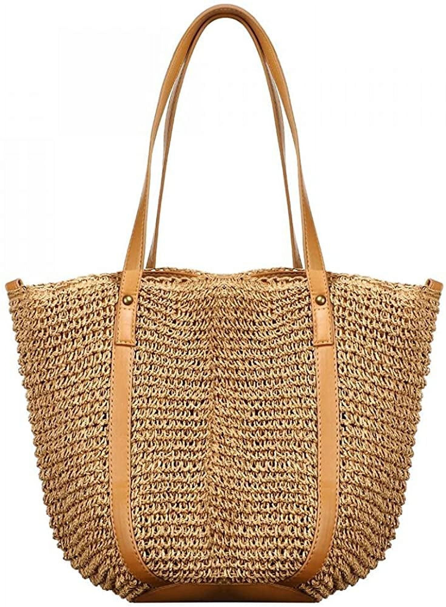 YYW Round Straw Bag - Handwoven Natural Rattan Beach Shoulder Bag, Crossbody Purse For Women (Large 440x420mm) 3 thumbnail image