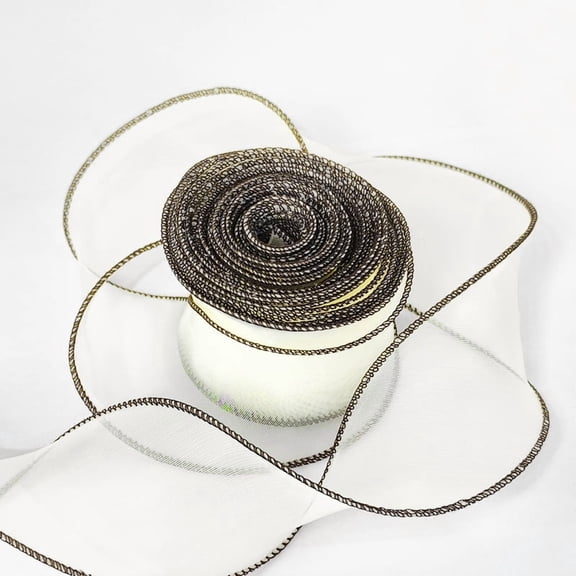 Namzi Satin Ribbon, coffee Floral Ribbon, 6cm x 10 Yards Polyester Ribbon, 2 Rolls, Smooth & Durable, Curling Ribbon for Gift Wrapping, Ideal for Crafts/Floral Decor.