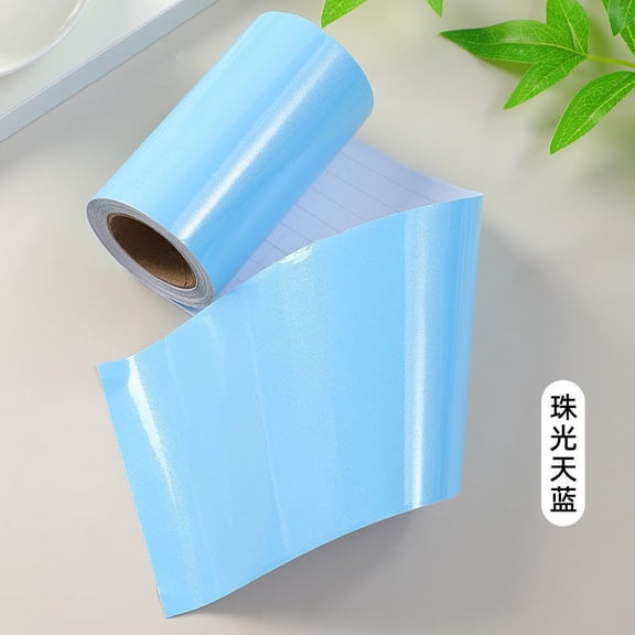 Namzi Self Adhesive Border Strip 5 Yards Skirting Line Wall Decor, PVC Bathroom Kitchen Wall Sticker, Peel & Stick Molding for Home Decoration,Light Blue