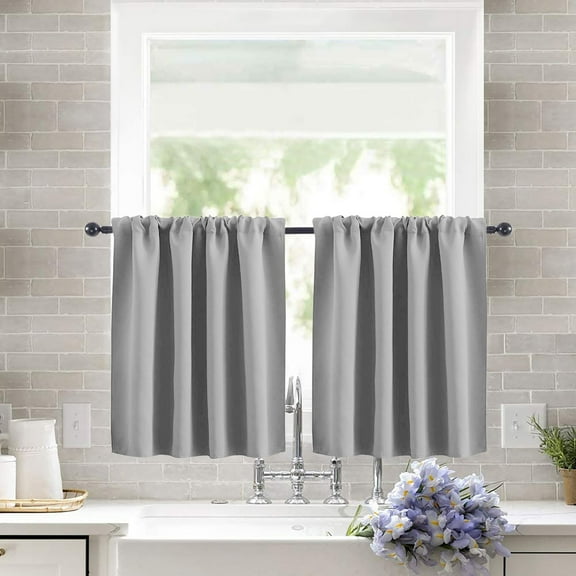 Namzi Short Kitchen Curtains - 76*92cm Light grey Window Curtains Short, 1 slice Rod Pocket Curtains for Kitchen, High-Precision Fabric Curtains & for .