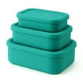 thumbnail image 1 of Namzi Silicone Food Storage Containers Set of 3 - Bento Lunch Box Silicone Container with Lid, Freezer Container Hard Shell Silicone Seal 2300ml (Green), 1 of 5