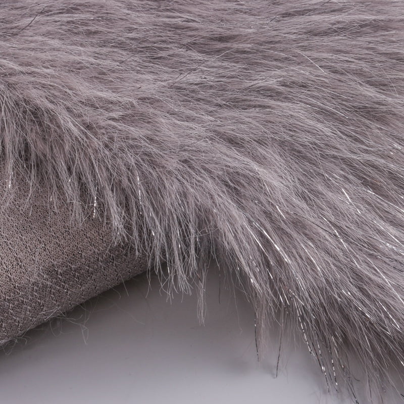 Namzi Silver Filamentary Long Plush Fabric,39*63 Inch Fluffy Faux Fur Fabric for DIY Craft Sewing Projects,Costume,Bags,Carpet,Home Decoration,Grey
