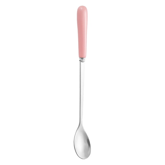 Namzi Silverware Flatware 2 Pieces Short Handle Stainless Steel Ice Spoon Household Dessert Ice Cream Spoon Stirring Spoon-Pink Silver