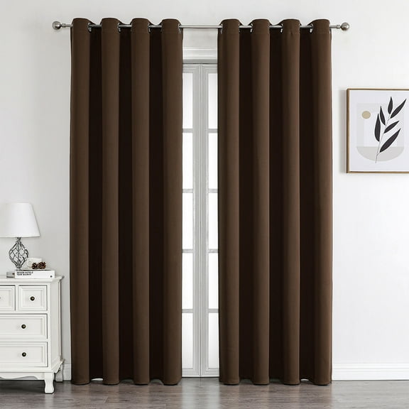 Namzi Simplicity style Perforated Curtain Treatments，,Shading Curtain Suitable for Bedroom,Living Room,Kitchen（2 Panels ，51.1" L x 39.3" W，Brown A111）