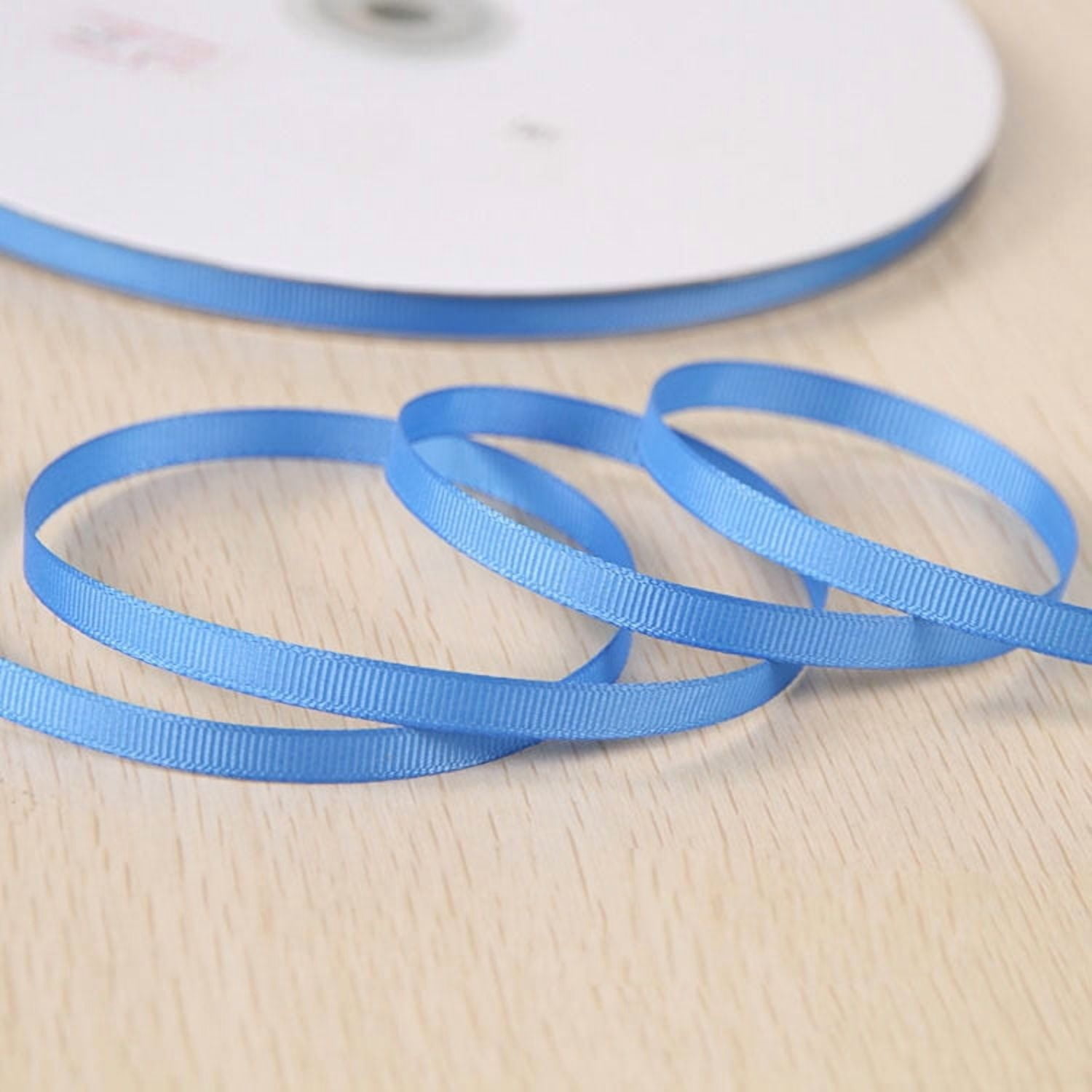 Namzi Sky Blue Thin Ribbon for Crafts, 3 Rolls Ribbed Band 6mm*91m (0.24*3582.68in) Polyester Craft Ribbon, Ideal for Gift Wrapping & DIY.