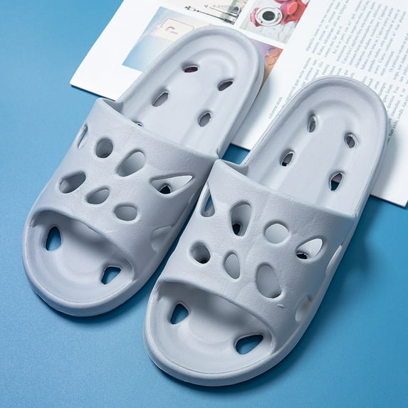 Namzi Slippers for Women and Men Non Slip Quick Drying Shower Slides Bathroom Sandals ,Ultra Cushion ,Thick Sole(Size:42-43,Grey)