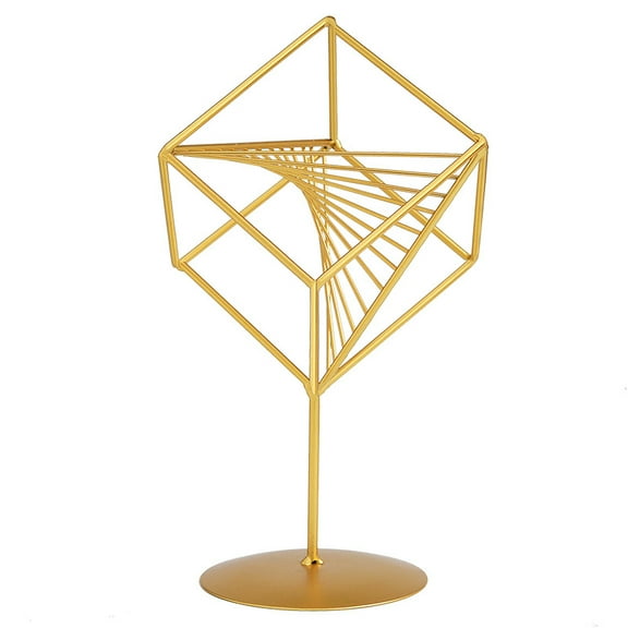 Namzi Small Geometric Sculpture, Metal Decorative Ornaments Modern Home Decor, Modern Geometric Sculpture, Abstract Simple Metal Wire Art SculptureGold)