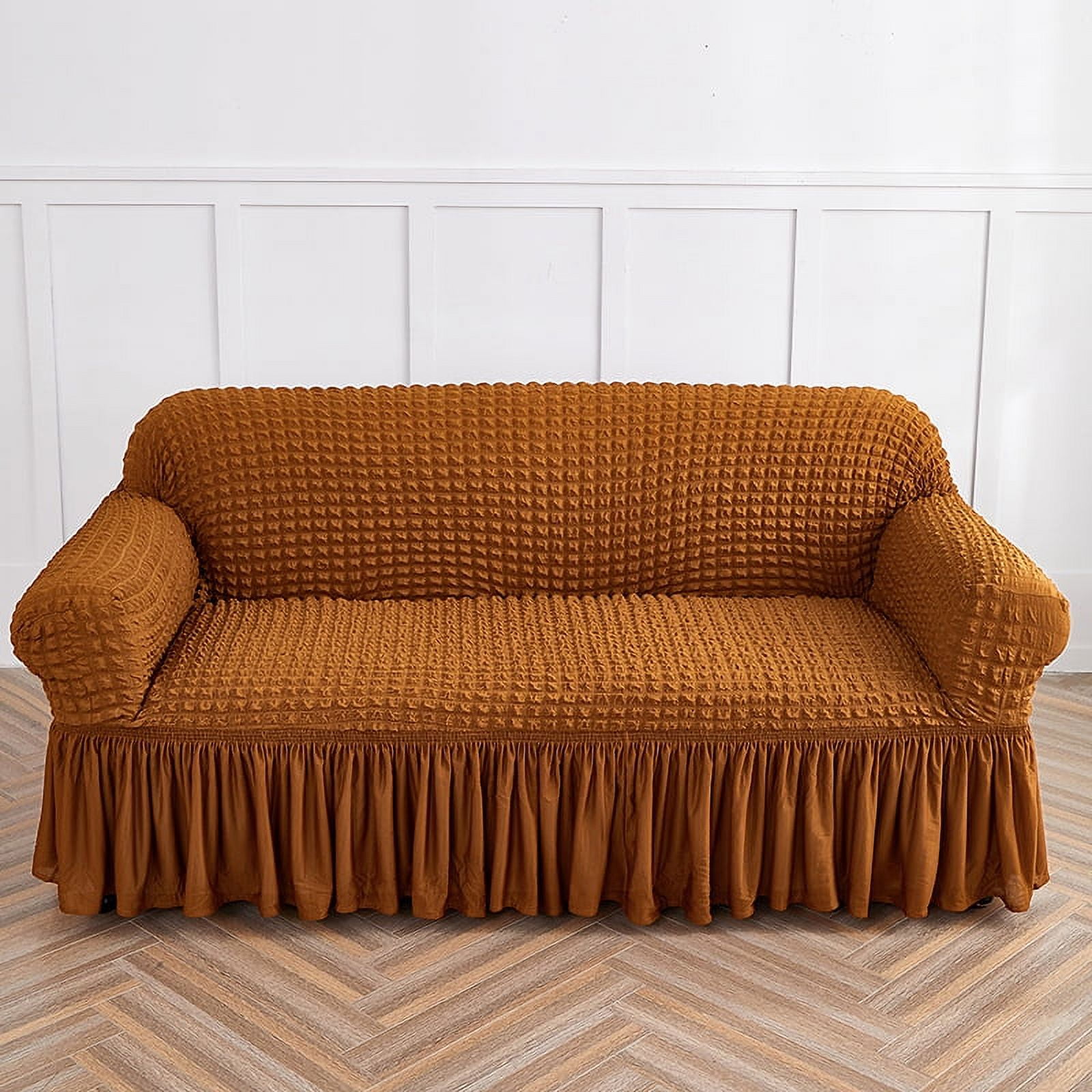Namzi Sofa Cover for sofas Stretch Couch Covers for Living Room Easy Fit Washable Furniture Sofa Protector with Skirt,1 Piece (Brown,3 Seat)